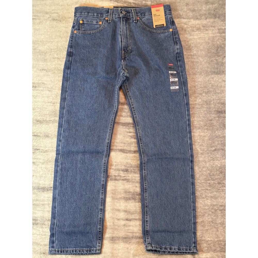 Levis 505 Regular Fit Jeans Mens 32x29 Medium Wash Blue Straight Leg Denim NEW